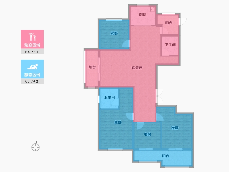 陕西省-西安市-源利国际城小区-128.00-户型库-动静分区