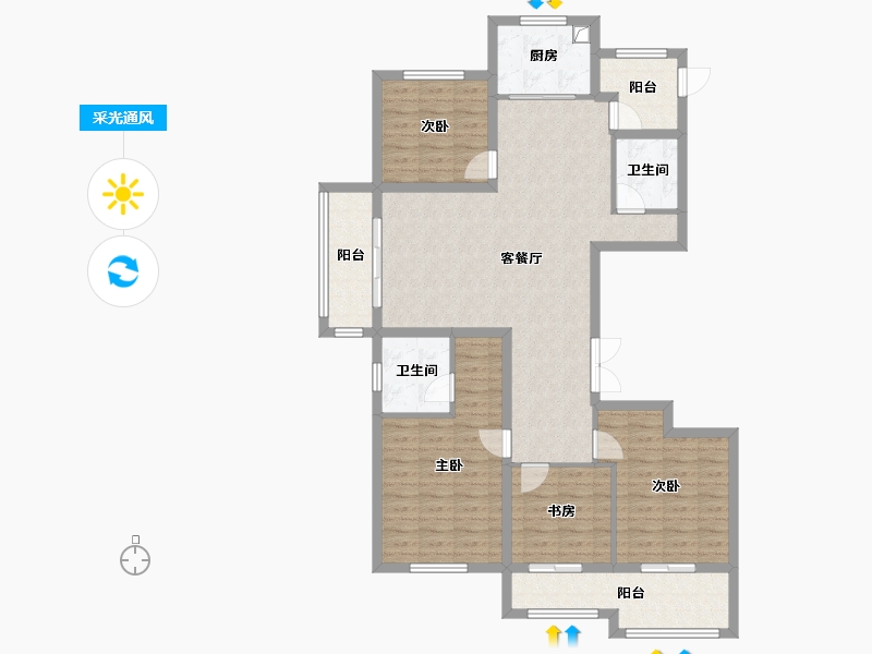 陕西省-西安市-源利国际城小区-128.00-户型库-采光通风