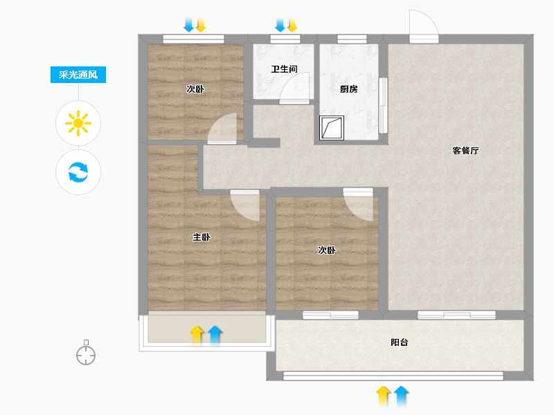 山东省-德州市-新河花园-84.00-户型库-采光通风