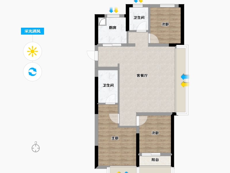 山东省-青岛市-龙湖龙誉城-80.00-户型库-采光通风