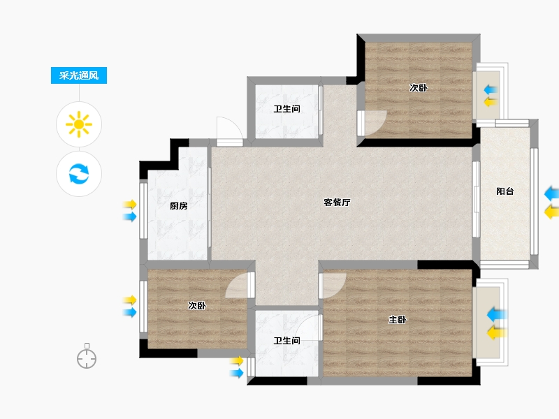 安徽省-芜湖市-新华联铂悦府-86.06-户型库-采光通风