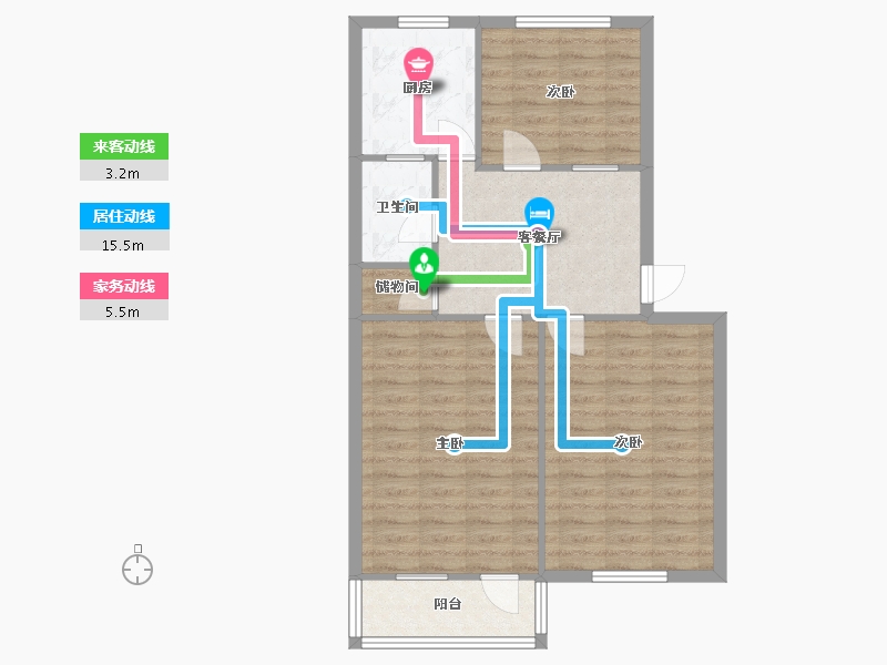 江苏省-苏州市-东吴新村-南区-60.48-户型库-动静线