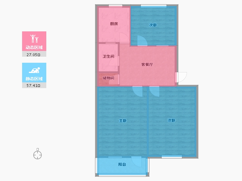 江苏省-苏州市-东吴新村-南区-60.48-户型库-动静分区