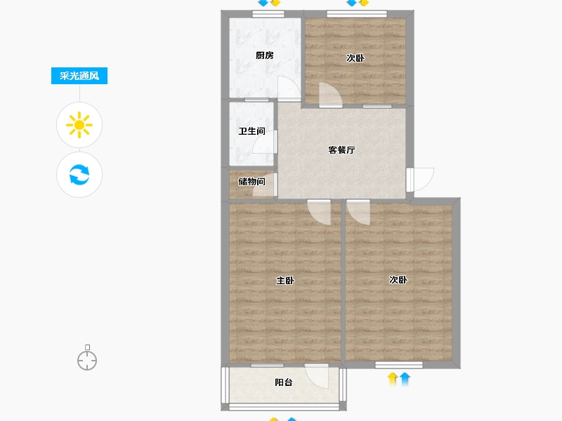 江苏省-苏州市-东吴新村-南区-60.48-户型库-采光通风