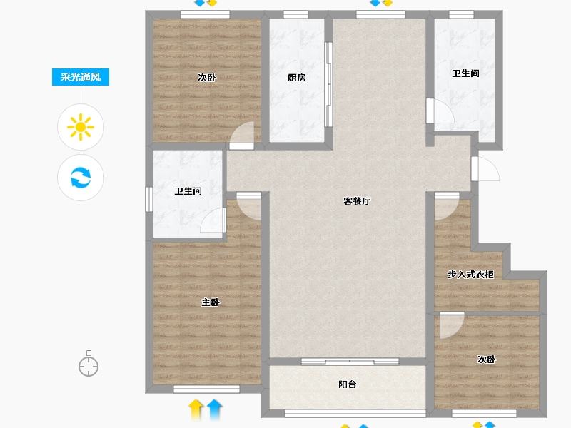 山东省-潍坊市-康跃苑-130.00-户型库-采光通风