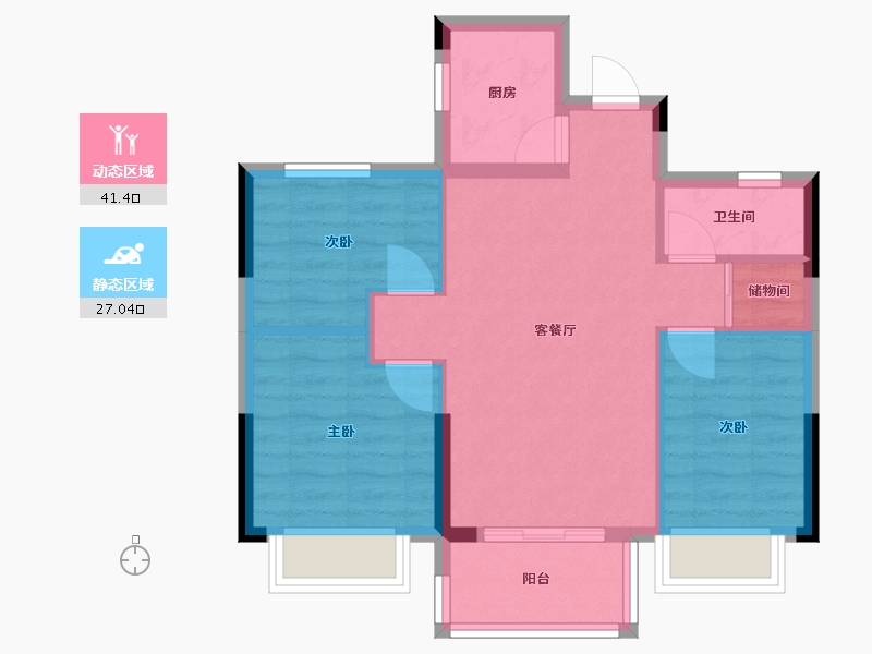 福建省-福州市-恒荣九洲悦城-60.80-户型库-动静分区