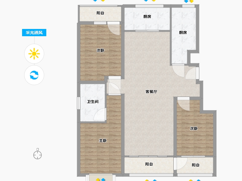 山东省-潍坊市-百合园-124.10-户型库-采光通风