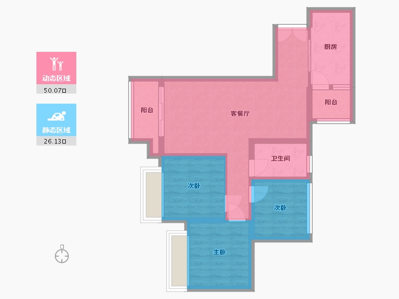 重庆-重庆市-嘉和香水湾-69.95-户型库-动静分区