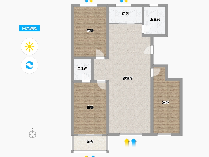 河北省-沧州市-金都雅居-101.98-户型库-采光通风