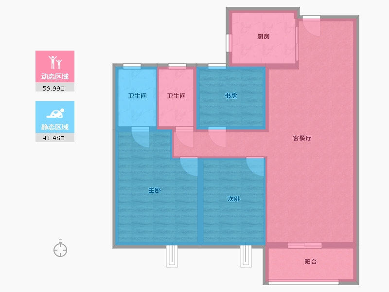 湖北省-襄阳市-国投·襄阳院子-90.76-户型库-动静分区