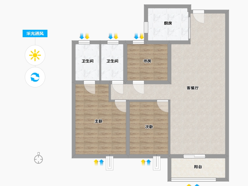 湖北省-襄阳市-国投·襄阳院子-90.76-户型库-采光通风