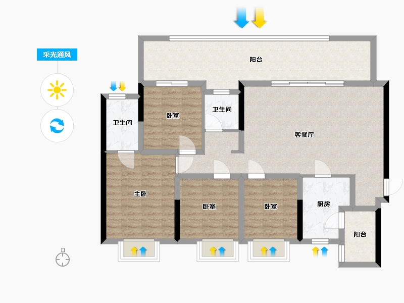 贵州省-贵阳市-融创云湖十里-108.00-户型库-采光通风