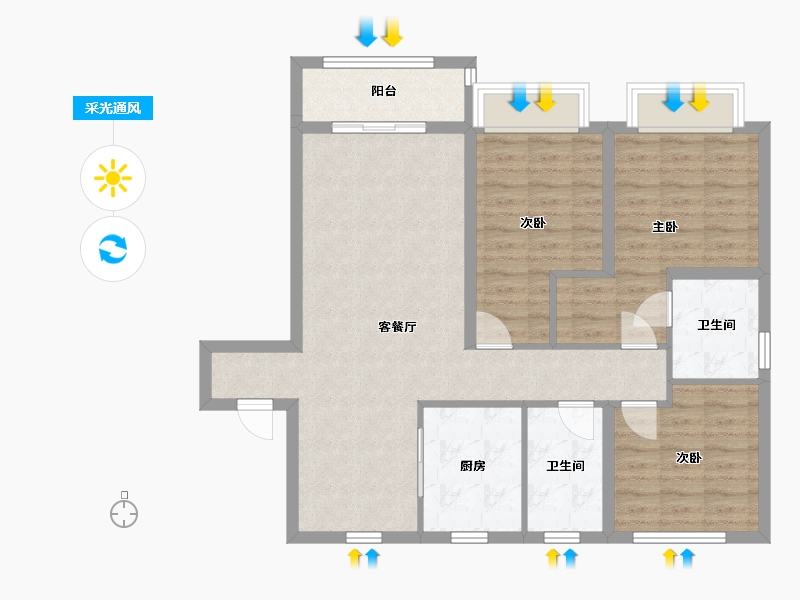 山东省-青岛市-后海社区-108.00-户型库-采光通风