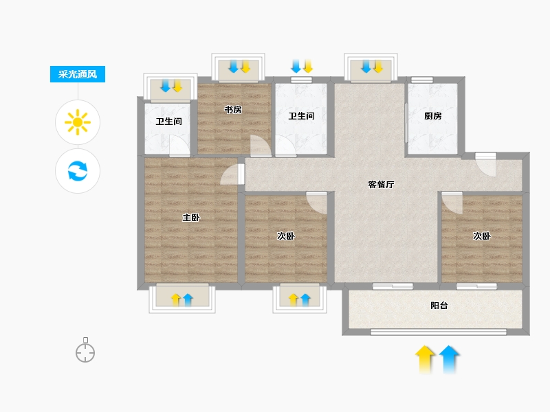 福建省-三明市-融桥观邸-96.00-户型库-采光通风