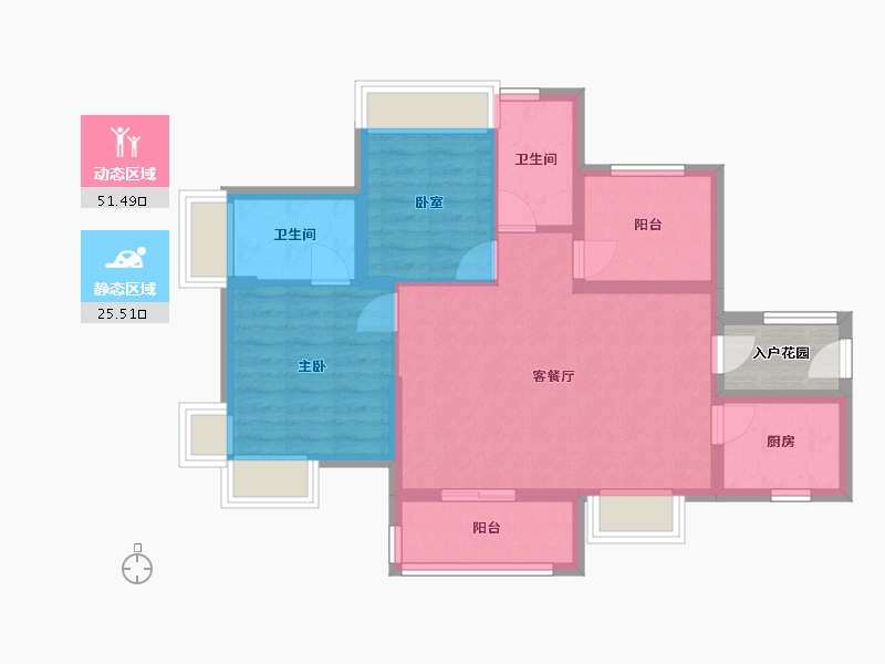 广东省-汕尾市-振业时代花园-72.80-户型库-动静分区