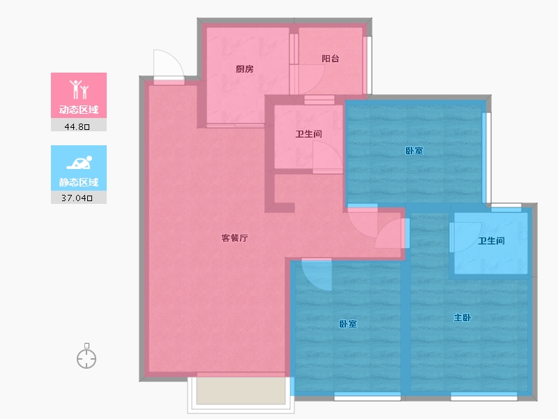 四川省-绵阳市-海天瑞府-72.62-户型库-动静分区