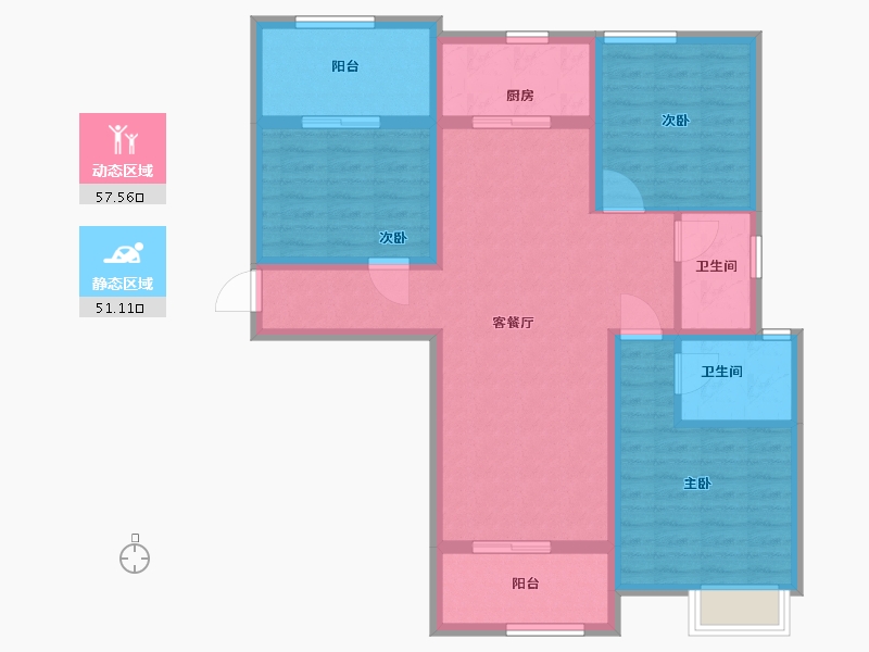 陕西省-渭南市-富力城-96.80-户型库-动静分区