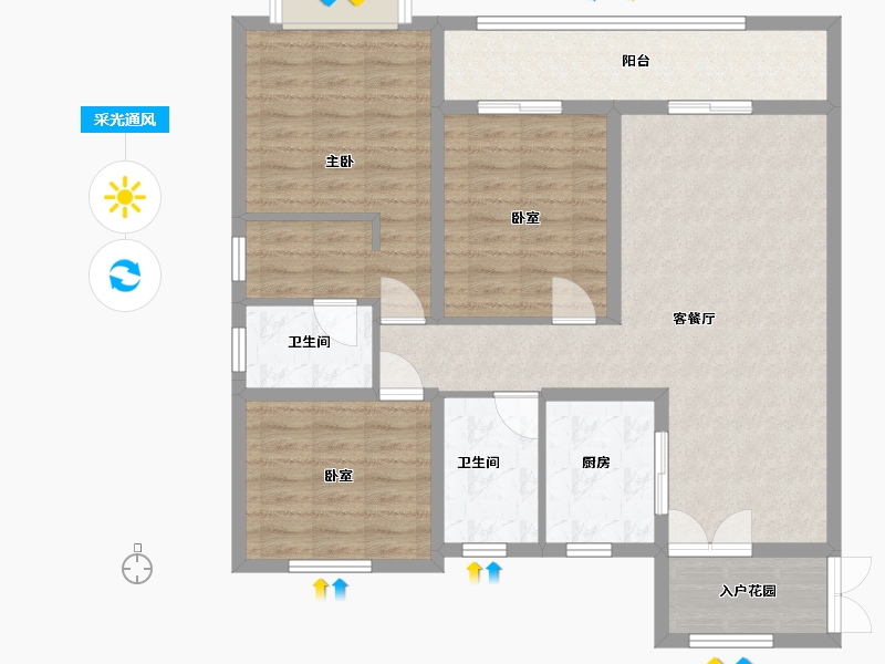 山东省-临沂市-江泉国际城-104.38-户型库-采光通风