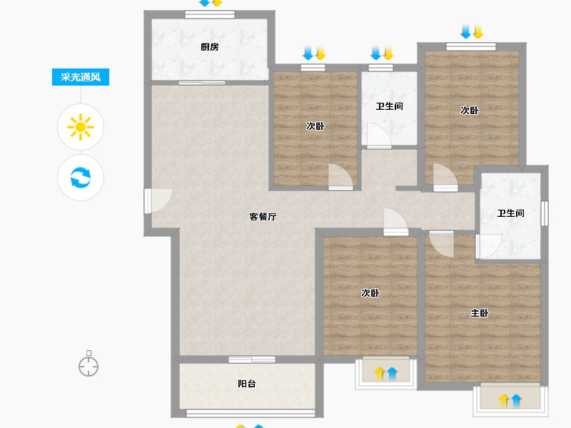 安徽省-合肥市-蓝溪云庭-120.00-户型库-采光通风