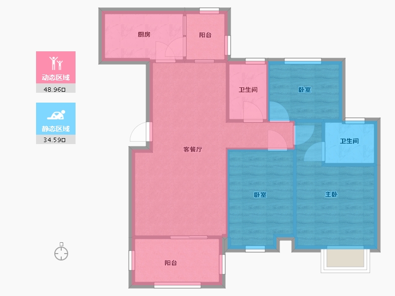 广东省-广州市-金碧御水山庄-90.40-户型库-动静分区