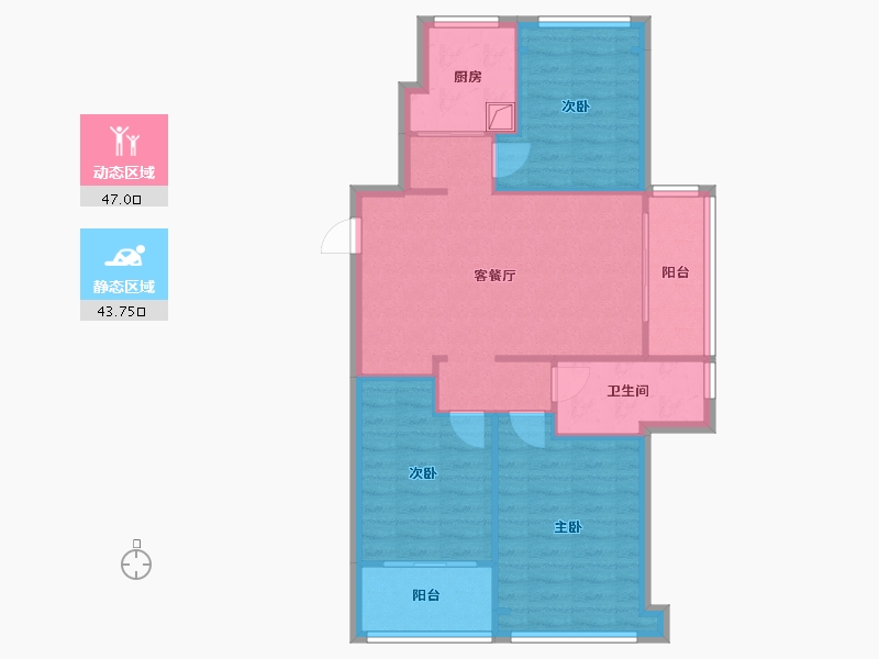 浙江省-宁波市-杨柳郡-82.00-户型库-动静分区