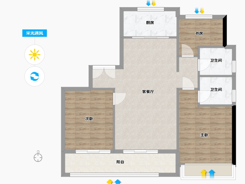 浙江省-湖州市-天逸湾-92.00-户型库-采光通风