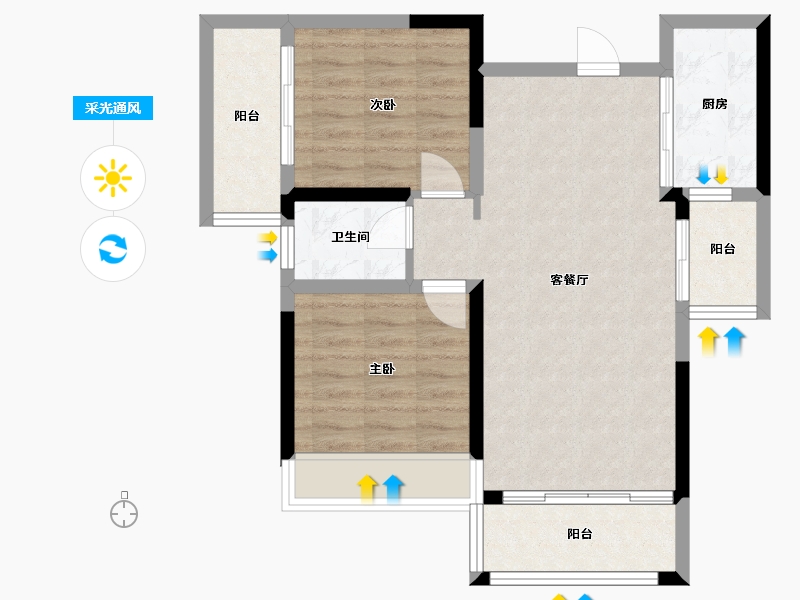 湖南省-常德市-诚信华府-69.60-户型库-采光通风