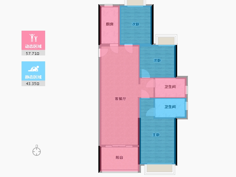 湖北省-武汉市-保利香颂一期-86.04-户型库-动静分区