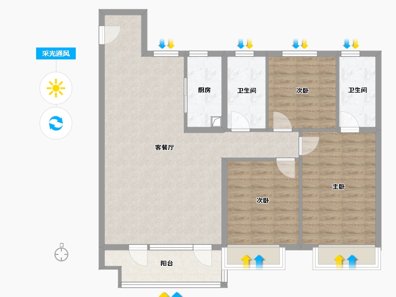 山东省-德州市-玫西区-97.60-户型库-采光通风