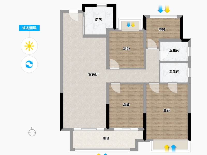 安徽省-宿州市-宿州天元府-101.60-户型库-采光通风