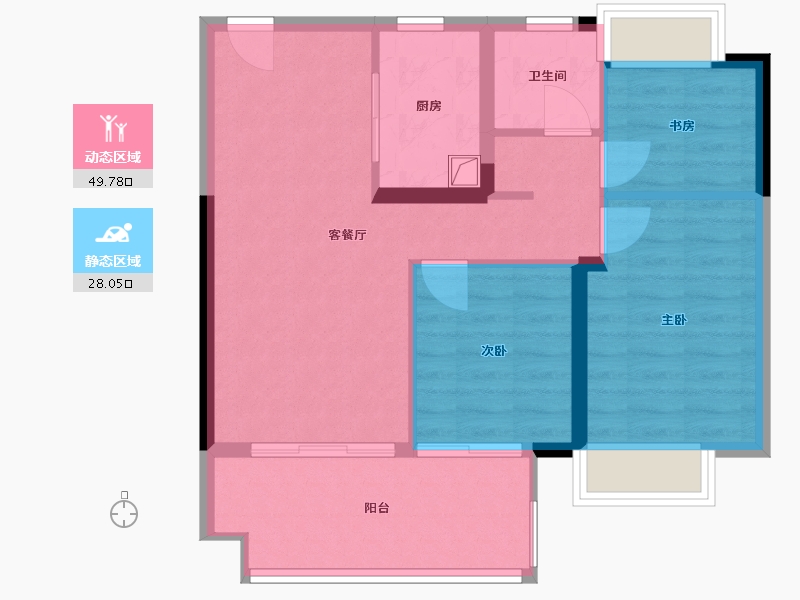 江西省-南昌市-金茂悦望悦府-69.66-户型库-动静分区