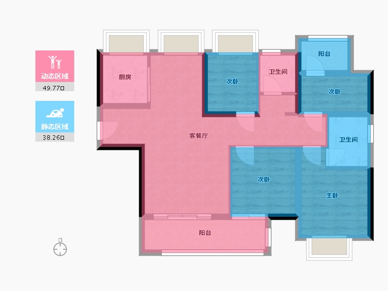 福建省-漳州市-大唐三木印象西湖-86.76-户型库-动静分区