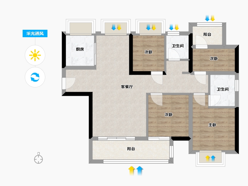 福建省-漳州市-大唐三木印象西湖-86.76-户型库-采光通风