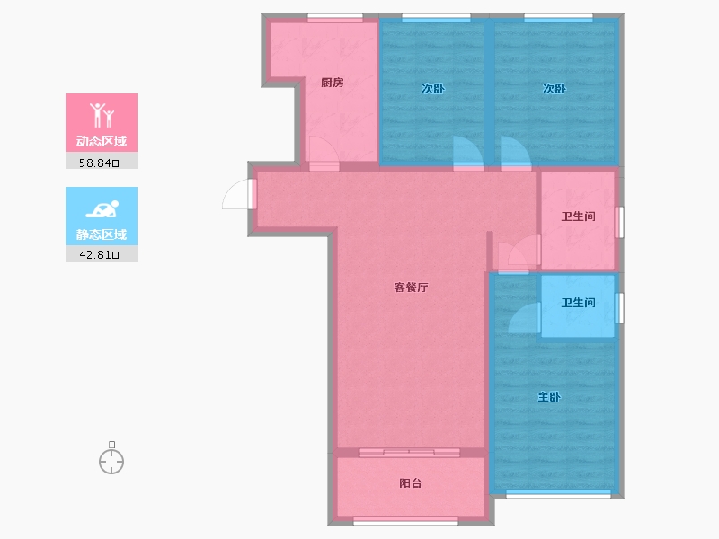 河南省-焦作市-西城家园-95.86-户型库-动静分区