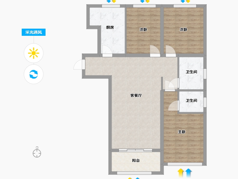 河南省-焦作市-西城家园-95.86-户型库-采光通风