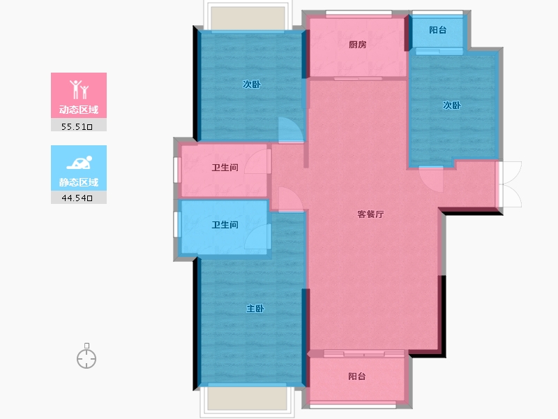 甘肃省-庆阳市-御江天府-96.62-户型库-动静分区