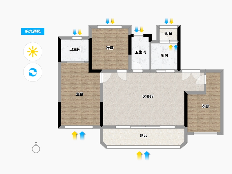 四川省-成都市-德商石榴春和天骄-97.60-户型库-采光通风