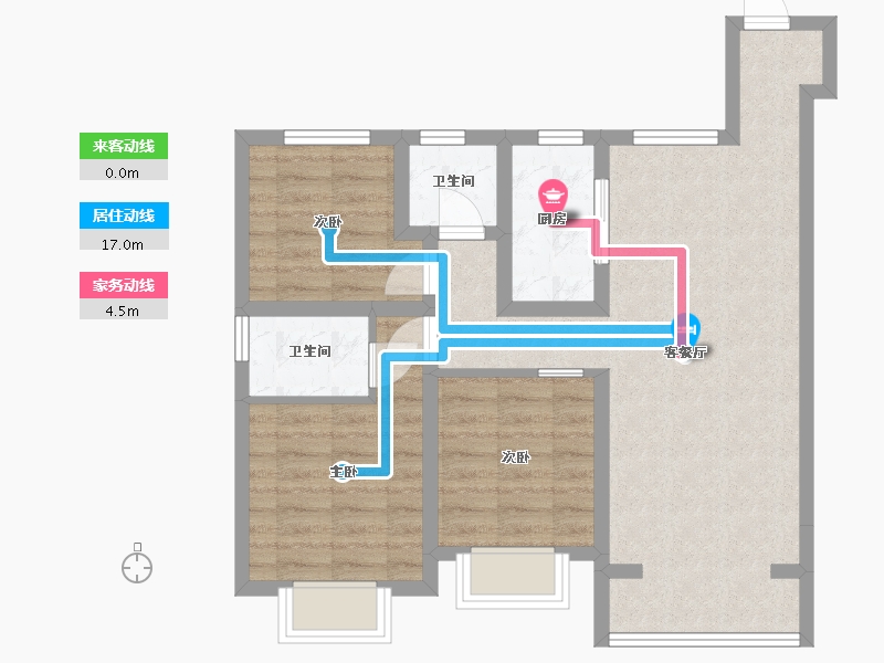 陕西省-西安市-东望隽园-86.40-户型库-动静线