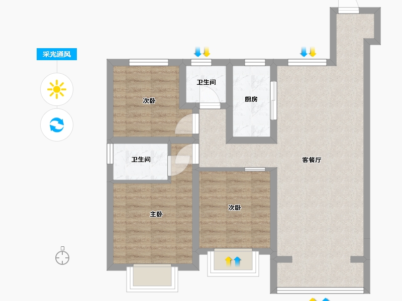 陕西省-西安市-东望隽园-86.40-户型库-采光通风