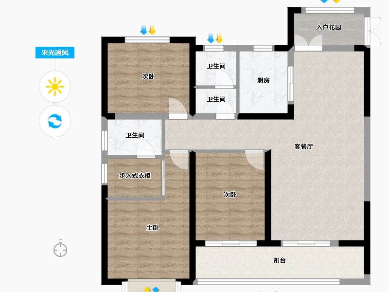 山东省-临沂市-江泉国际城-104.37-户型库-采光通风