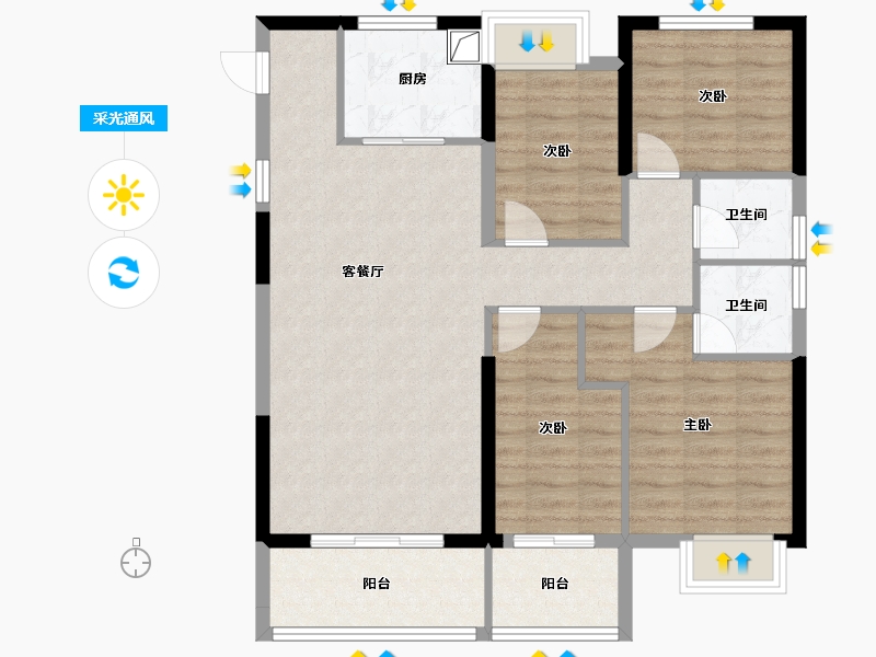 福建省-龙岩市-幸福公馆-98.57-户型库-采光通风