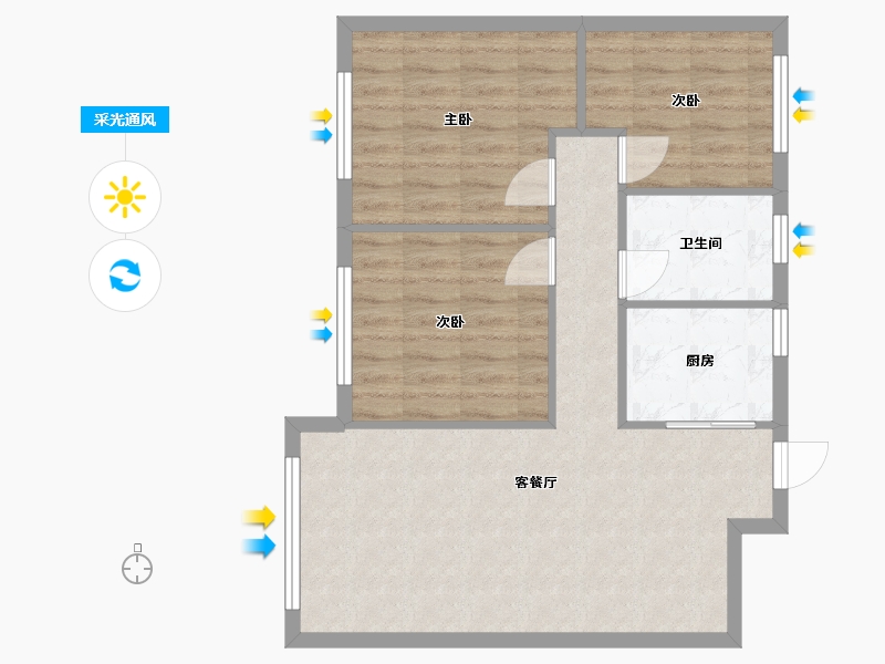 辽宁省-大连市-大连港天下粮仓-70.00-户型库-采光通风