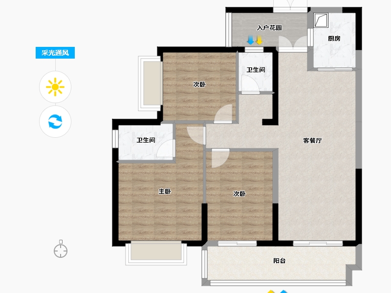 广西壮族自治区-南宁市-桂粮小区-98.00-户型库-采光通风