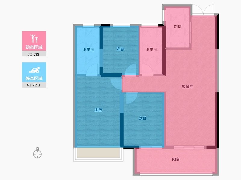 河南省-驻马店市-建业滨河珑府-93.60-户型库-动静分区