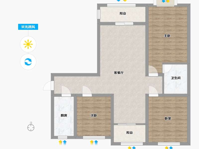 河北省-沧州市-碧水湾-93.44-户型库-采光通风