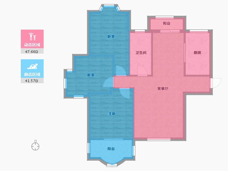 湖北省-武汉市-汉口花园-三期-93.60-户型库-动静分区