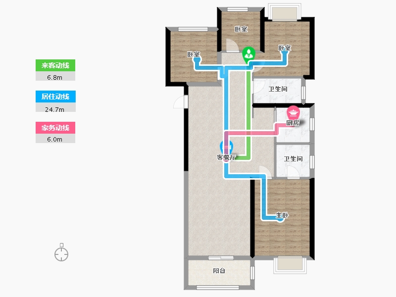 湖北省-武汉市-翡翠中心润玺-124.80-户型库-动静线