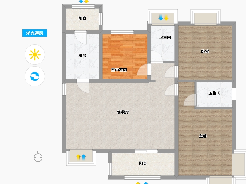 广东省-佛山市-悦珑水岸花园-102.24-户型库-采光通风