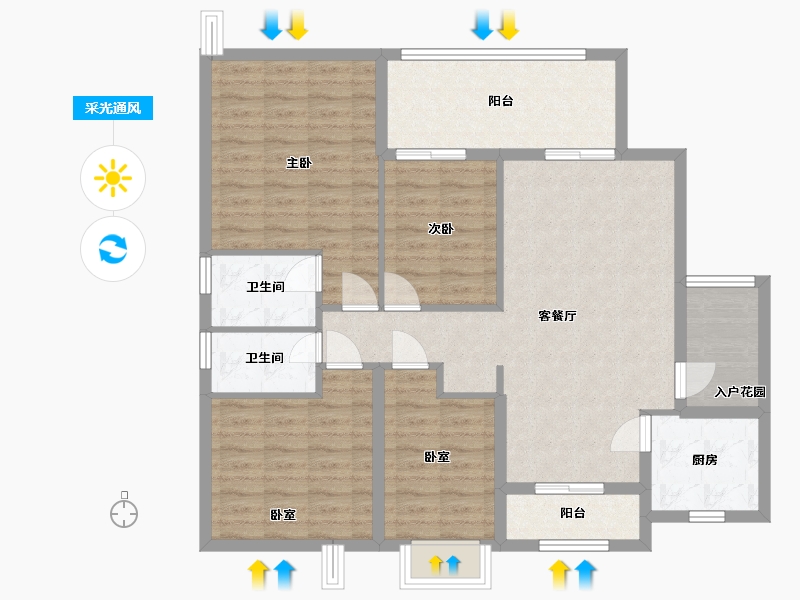 广东省-广州市-暹岗花园-104.00-户型库-采光通风