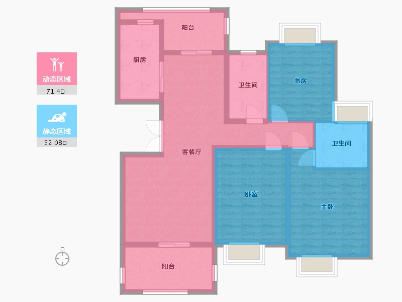 江苏省-常州市-世茂·香槟湖-128.00-户型库-动静分区